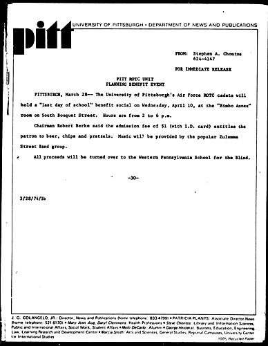 Pitt ROTC Unit Planning Benefit Event