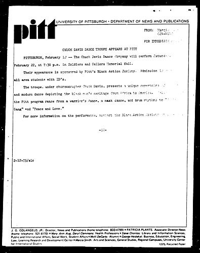 Chuck Davis Dance Troupe Appears At Pitt