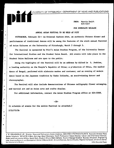 Annual Asian Festival To Be Held At Pitt