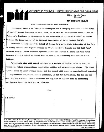 Pitt Co-Sponsors Social Work Symposium