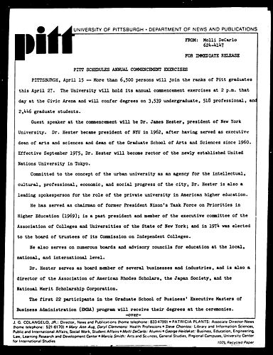 Pitt Schedules Annual Commencement Exercises