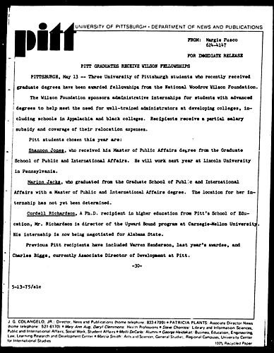 Pitt Graduates Receive Wilson Fellowships