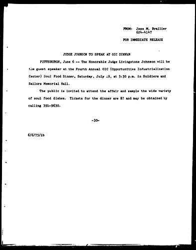 Judge Johnson To Speak At OIC Dinner