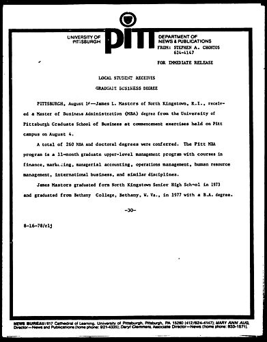 Local Student Receives Graduate Businesss Degree