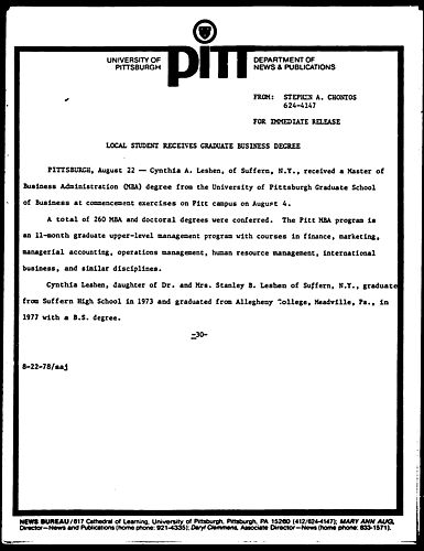 Local Student Receives Graduate Business Degree