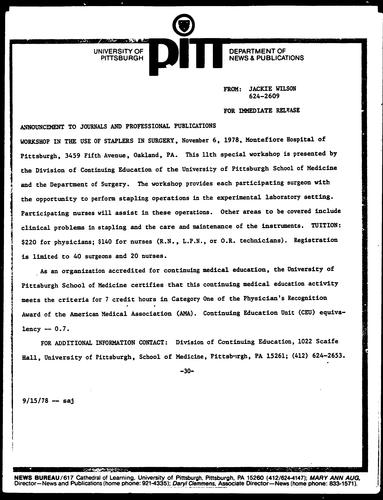 Workshop In The Use Of Staplers In Surgery