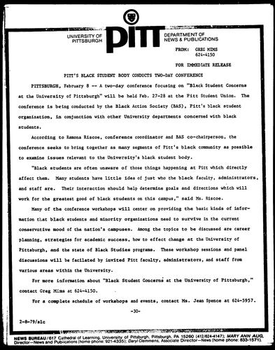 Pitt's Black Student Body Conducts Two-Day Conference