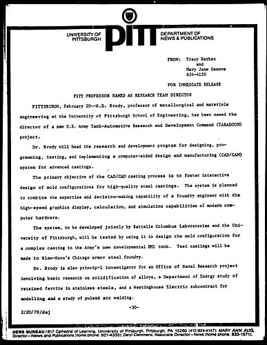 Pitt Professor Named As Research Team Director