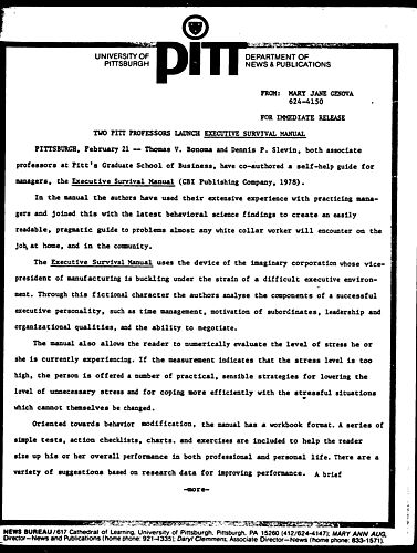 Two Pitt Professors Launch Executive Survival Manual