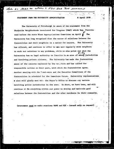 Statement From The University Administration