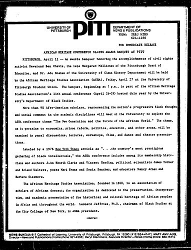 African Heritage Conference Slates Awards Banquet At Pitt