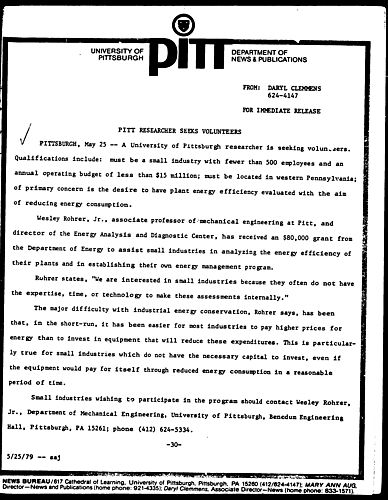 Pitt Researcher Seeks Volunteers