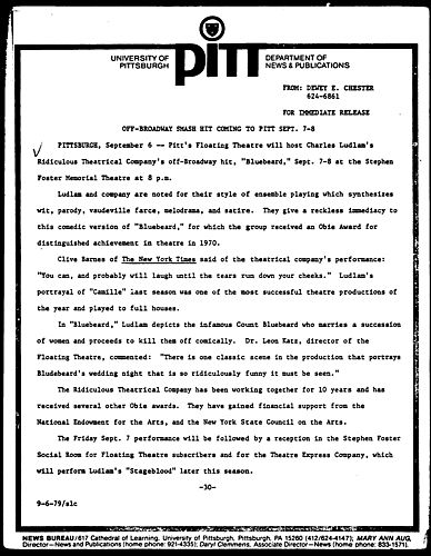 Off-Broadway Smash Hit Coming To Pitt Sept. 7-8