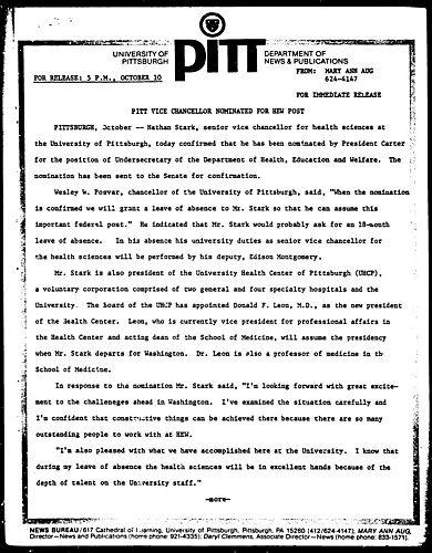 Pitt Vice Chancellor Nominated For HEW Post