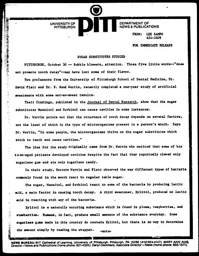Sugar Substitutes Studied