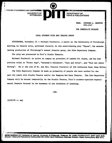 Local Student With NEw Theatre Group