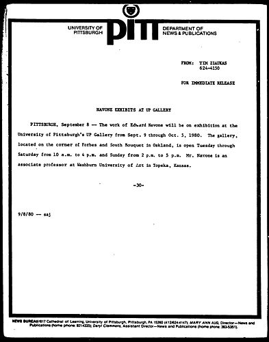 Navone Exhibits At UP Gallery