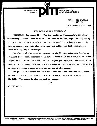 Open House At The Observatory