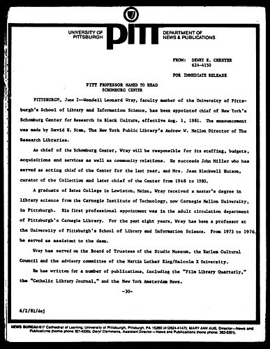Pitt Professor Named To Head Schomburg Center