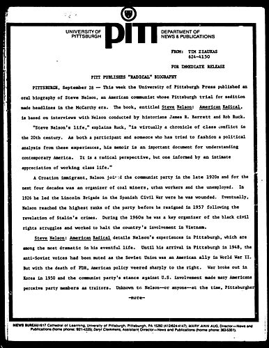 Pitt Publishes "Radical" Biography