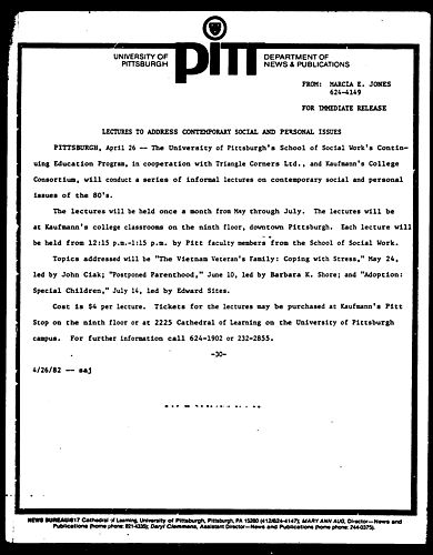 Lectures To Address Contemporary Social And Personal Issues