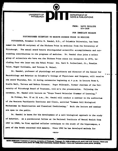 Distinguished Scientist To Receive Dickson Prize In Medicine