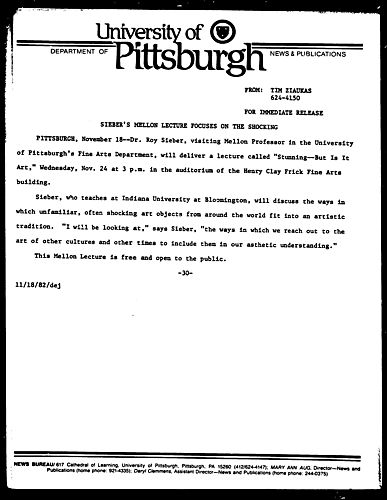 Sieber's Mellon Lecture Focuses On The Shocking