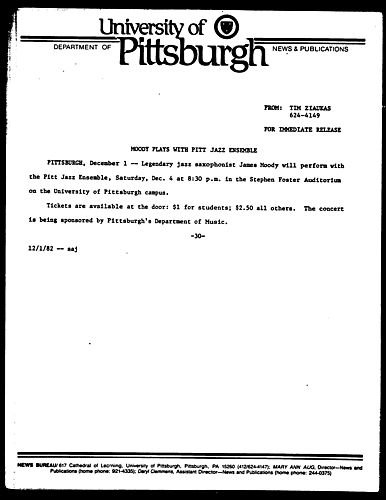 Moody Plays With Pitt Jazz Ensemble