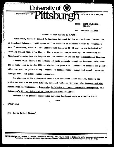 Southeast Asia Expert To Speak