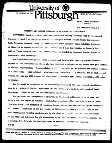 Students And Faculty Scholars To Be Honored At Convocation