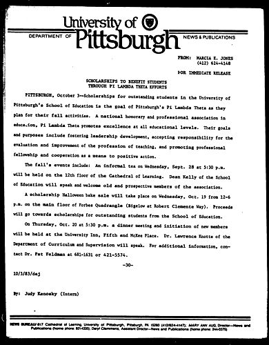 Scholarships To Benefit Students Through Pi Lambda Theta Efforts