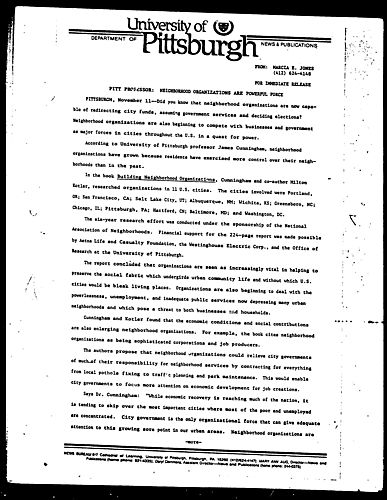 Pitt Professor: Neighborhood Organizations Are Powerful Force