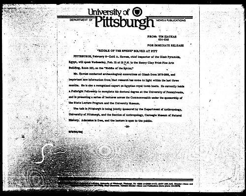 "Riddle Of The Sphinx" Solved At Pitt