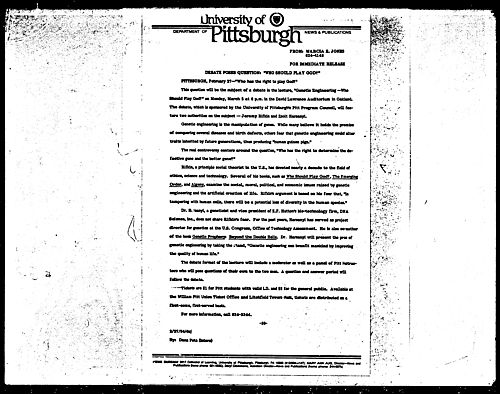 Debate Poses Question: "Who Should Play God?"