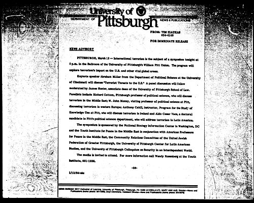 [Pitt Holds Symposium On International Terrorism]