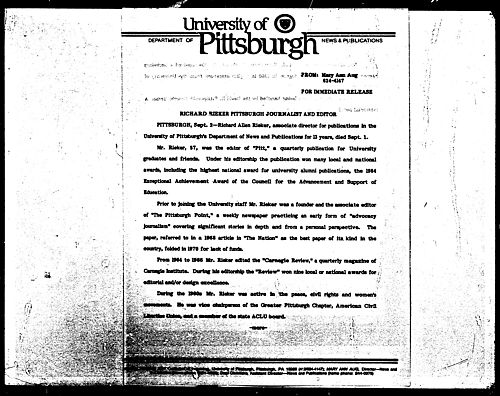Richard Rieker Pittsburgh Journalist And Editor
