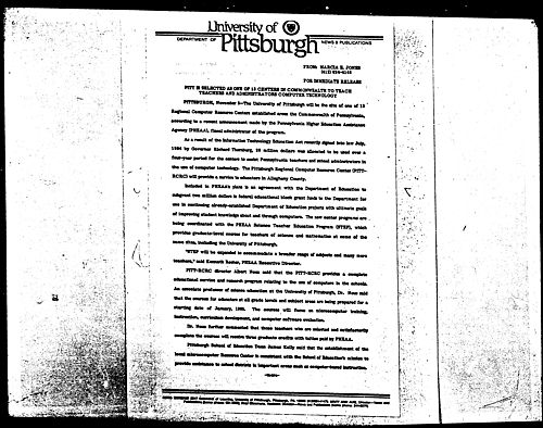 Pitt Is Selected As One Of 13 Centers In Commonwealth To Teach Teachers And Administrators Computer Technology