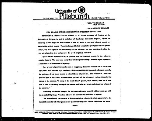 New Quasar Sitings Shed Light On Evolution Of Universe