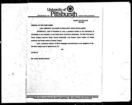 Area Resident Awarded Nationality Room Scholarship