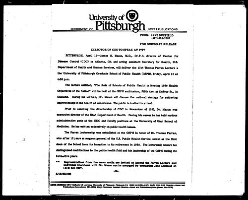 Director Of CDC To Speak At Pitt