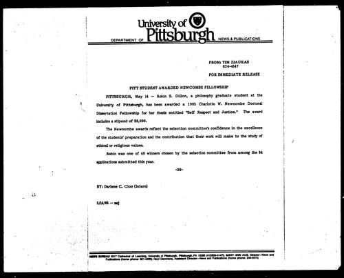 Pitt Student Awarded Newcombe Fellowship