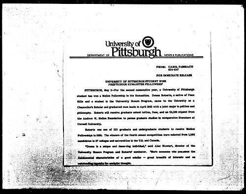 University Of Pittsburgh Student Wins Prestigious Humanities Fellowship