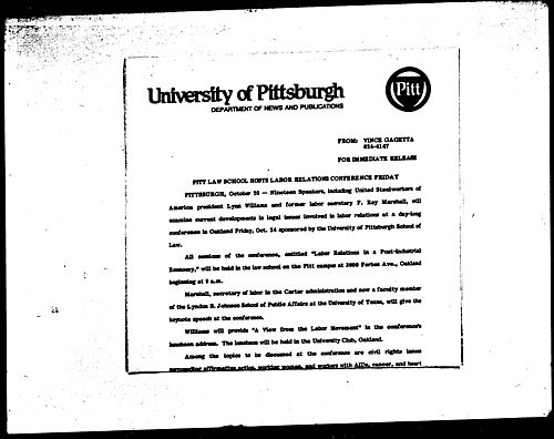 Pitt Law School Hosts Labor Relations Conference Friday