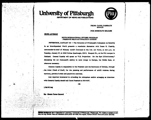 Pitt's International Studies Program Presents Military Startegy Expert