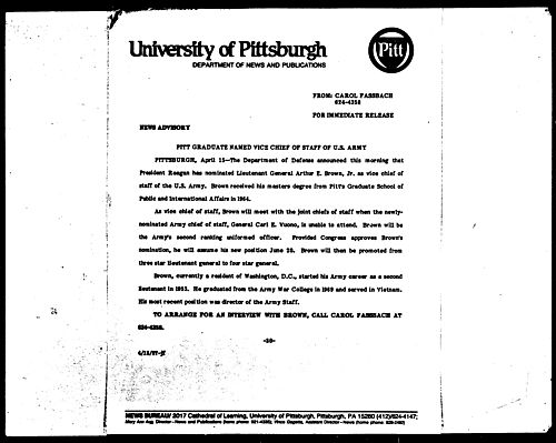 Pitt Graduate Named Vice Chief Of Staff Of U.S. Army