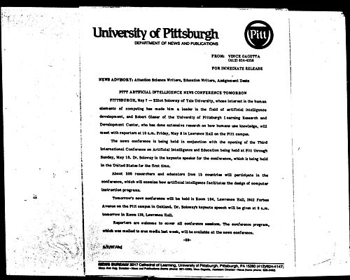 Pitt Artificial Intelligence News Conference Tomorrow