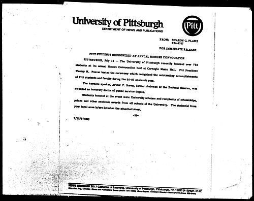 Pitt Students Recognized At Annual Honors Convocation