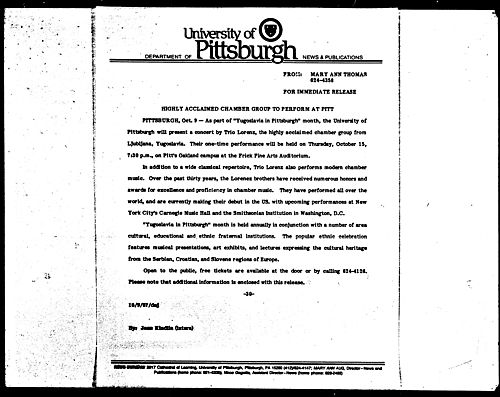 Highly Acclaimed Chamber Group To Perform At Pitt