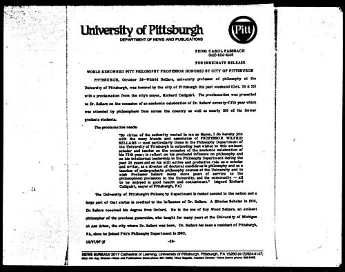 World Renowned Pitt Philosophy Professor Honored By City Of Pittsburgh