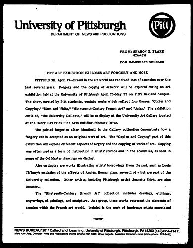 Pitt Art Exhibition Explores Art Forgery And More